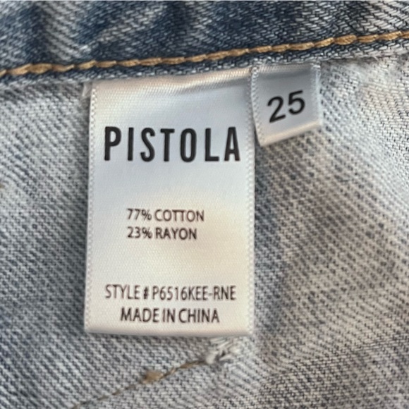 Pistola Bobbie Crossover Jean Size 25 Hi Rise Straight Distressed Rennie Blue - Picture 10 of 15